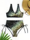 Lace-Up Printed Wide Strap Bikini Set