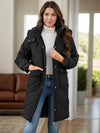 Long Sleeve Longline Hooded Winter Coat with Pockets