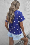 USA Star Print Round Neck T-Shirt