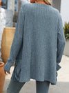 Open Front Long Sleeve Ribbed Cardigan