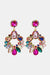 Zinc Alloy Frame Glass Stone Dangle Earrings