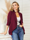 Ninexis Open Front 3/4 Sleeve Full Size Cardigan