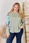 Hailey &amp; Co Full Size Printed Round Neck Blouse