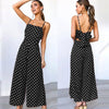 Elegant Sleeveless Polka Dot Jumpsuit with Bow Back, Loose Baggy Pants and Backless Design