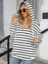 Drawstring Striped Long Sleeve Hoodie