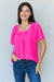 Ninexis Keep Me Close Square Neck Short Sleeve Blouse in Fuchsia