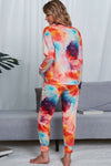 Tie-Dye Crewneck Top and Drawstring Waist Joggers Lounge Set