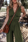 V-Neck Sleeveless Wide Leg Jumpsuit