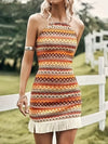 Full Size Fringe Grecian Neck Dress